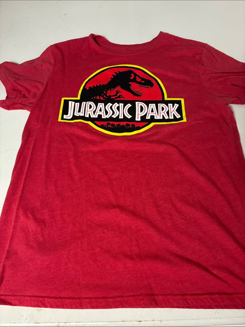 Jurassic Park Large Red Short Sleeve Graphic Movie Dinosaur T Shirt
